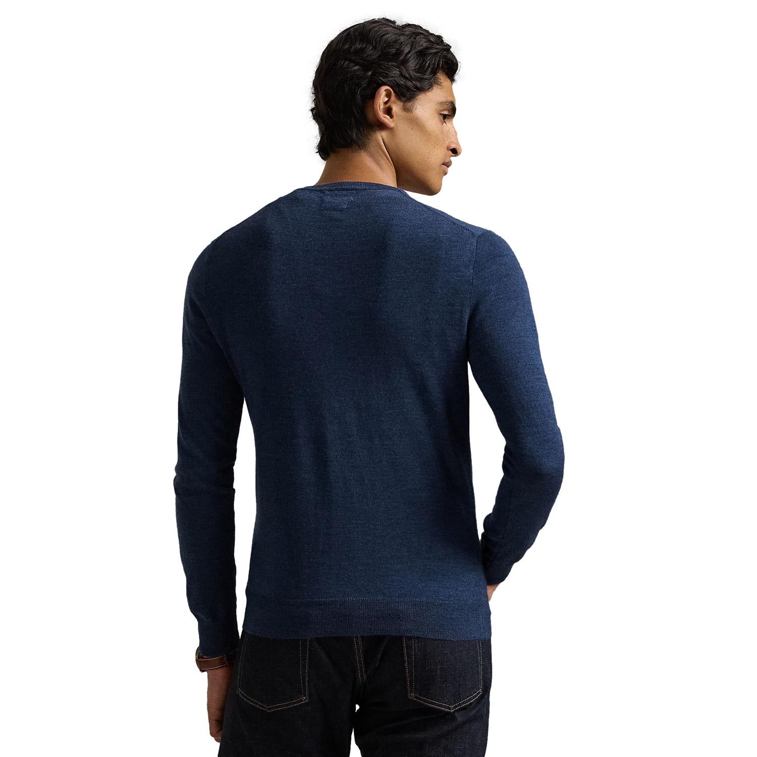 Polo Ralph Lauren Slim Fit Washable Wool Crewneck Sweater Genser Blå - chrismoa.no
