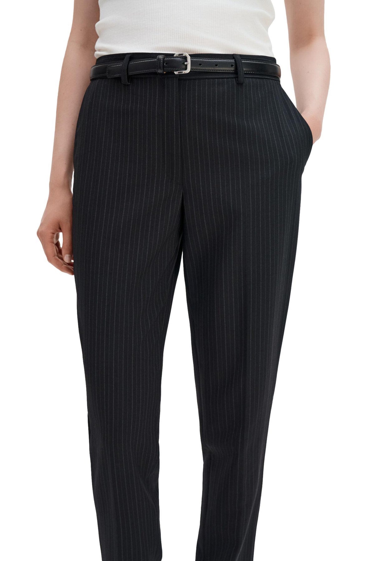 Filippa K Emma Cropped Pinstripe Bukse Sort