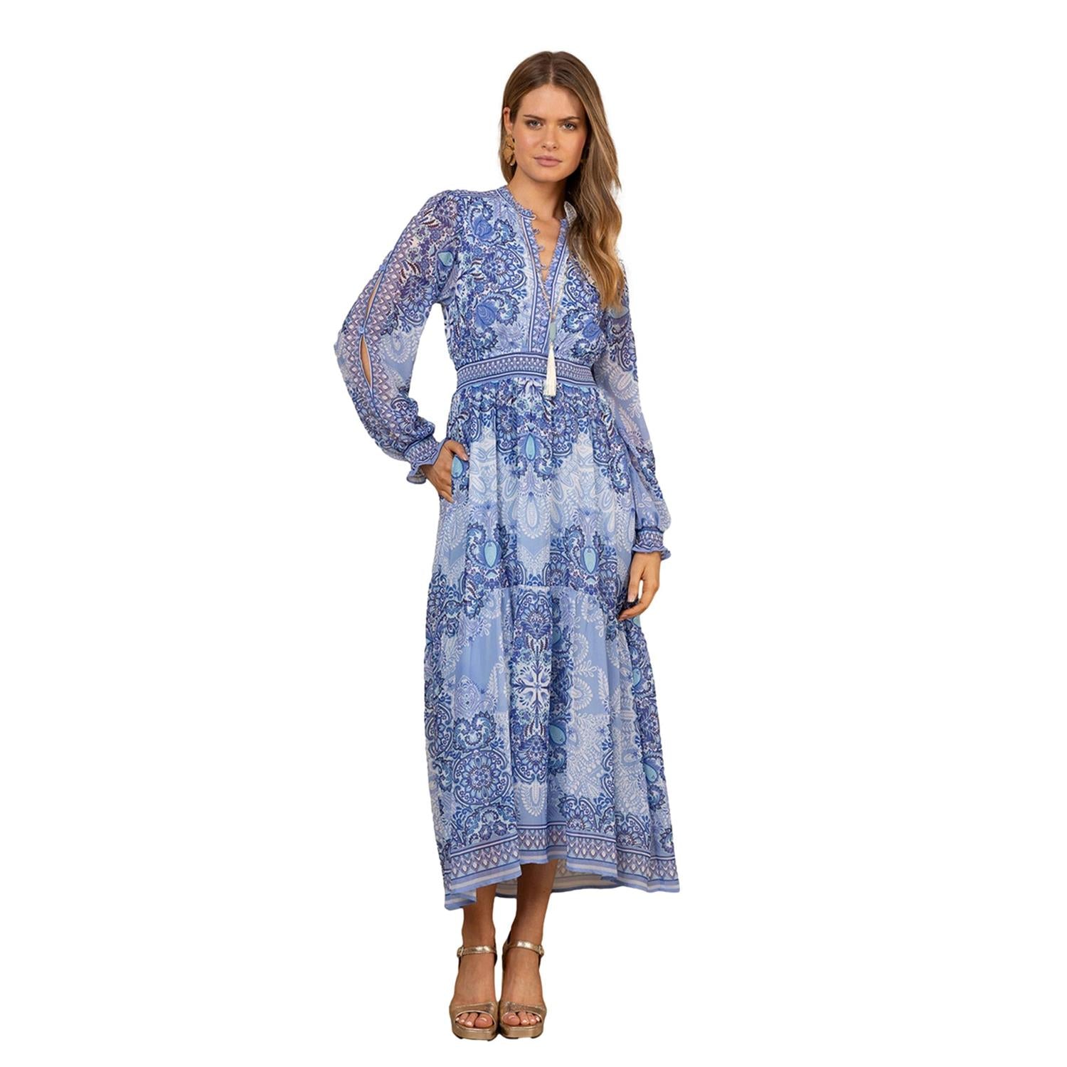 Hale Bob Eleanora Long Dress Kjole Blå - chrismoa.no