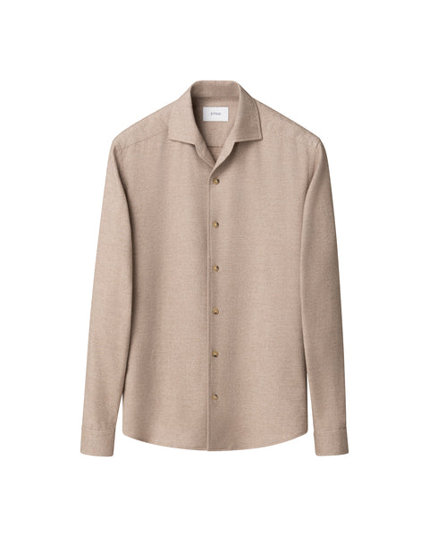 Eton Solid Flannel Shirt Skjorte Lys-Beige