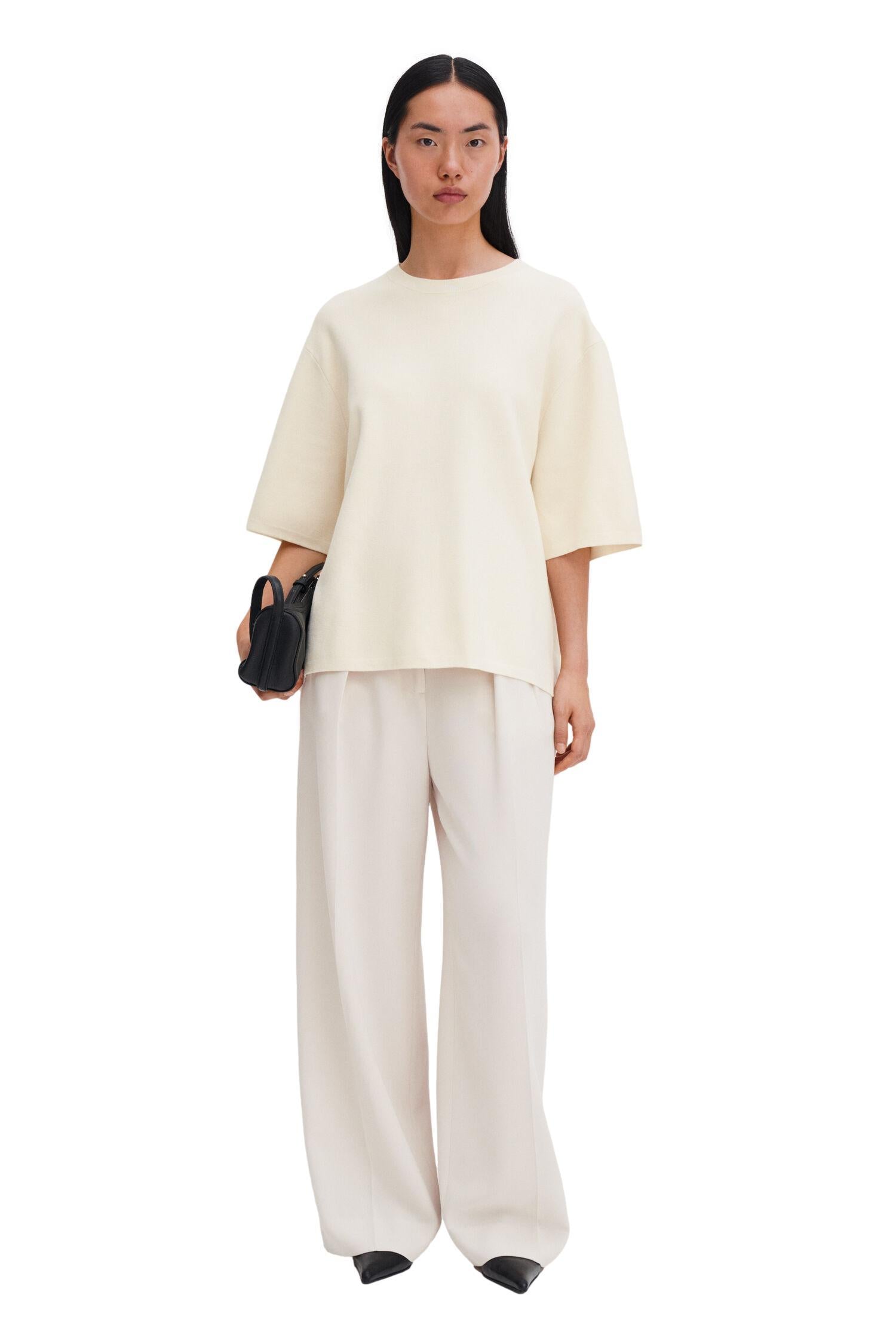 Filippa K Milano Knit T-Shirt T-Shirt Cream - chrismoa.no