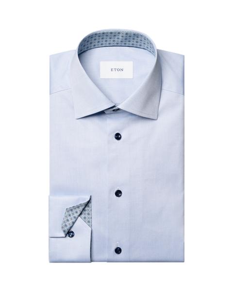 Eton skjorte med moderne medallion-effekt og signature twill-stoff, langermet skjorte i elegant design.
