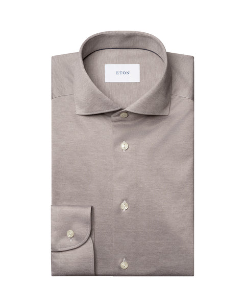 Eton Filo Di Scozia Knit Shirt Skjorte Lysebrun - chrismoa.no
