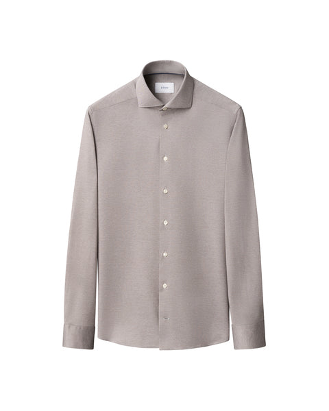Eton Filo Di Scozia Knit Shirt Skjorte Lysebrun - chrismoa.no