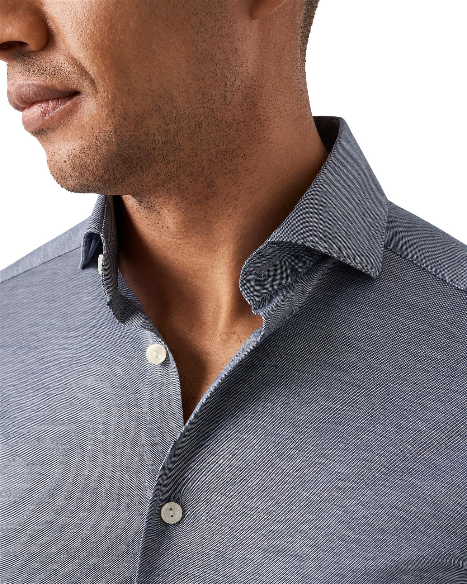 Eton Filo di Scozia Oxford Shirt Contemporary Fit Skjorte Mørk Blå Melert - chrismoa.no