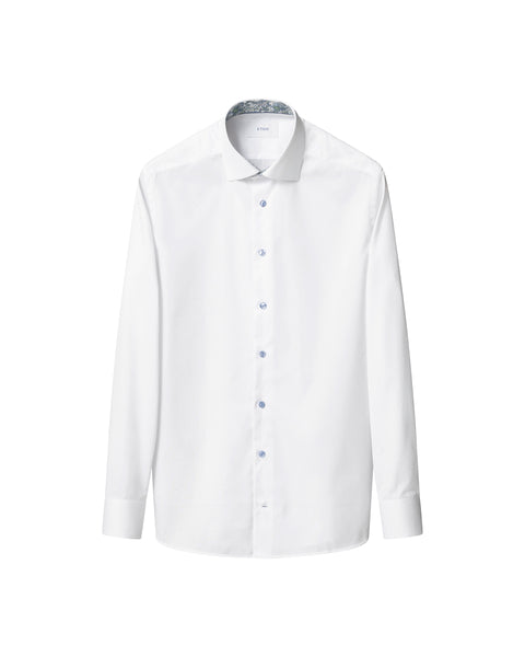 Eton Floral Effect Signature Twill Shirt Skjorte Hvit - chrismoa.no