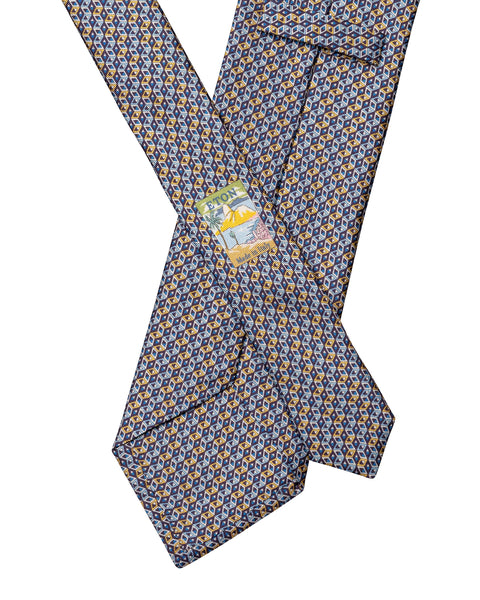 Eton Geometrical Print Silk Tie Slips Blå - chrismoa.no