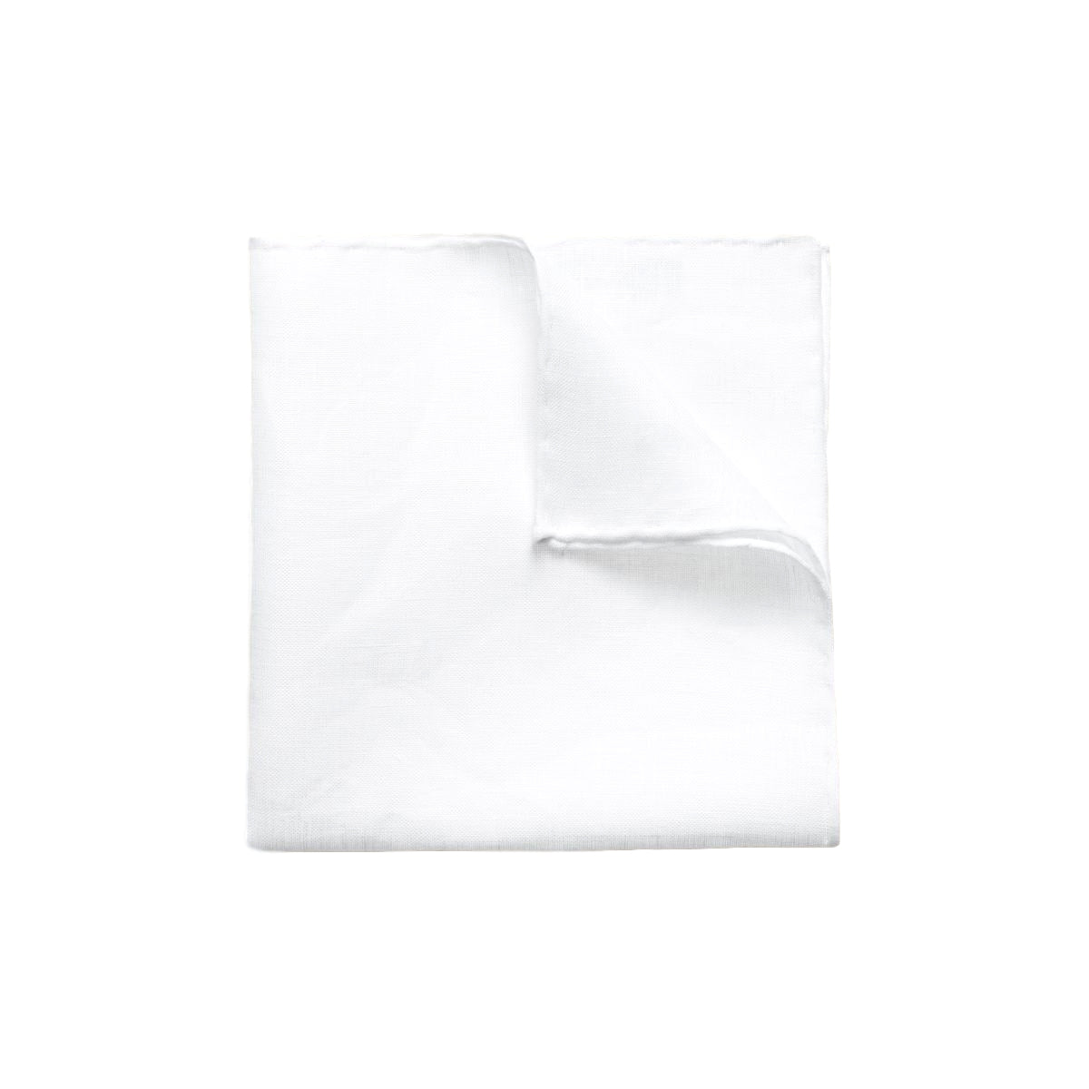 Hvit Eton linneslips med lommefôr, elegant tilbehør for dressantrekket, synlig i bildet.