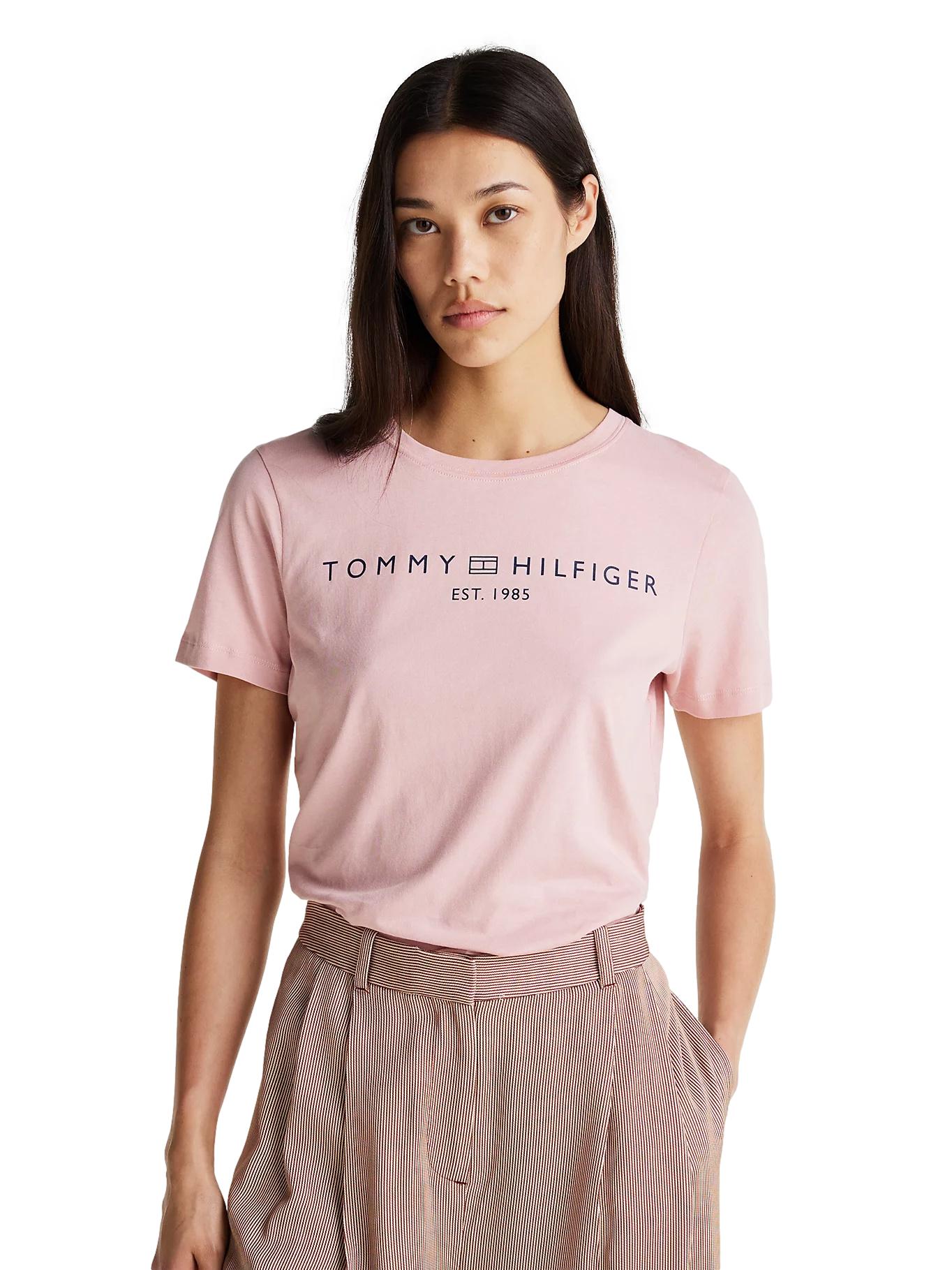 Tommy Hilfiger Logo Crew Neck T-Shirt T-Shirt Rosa