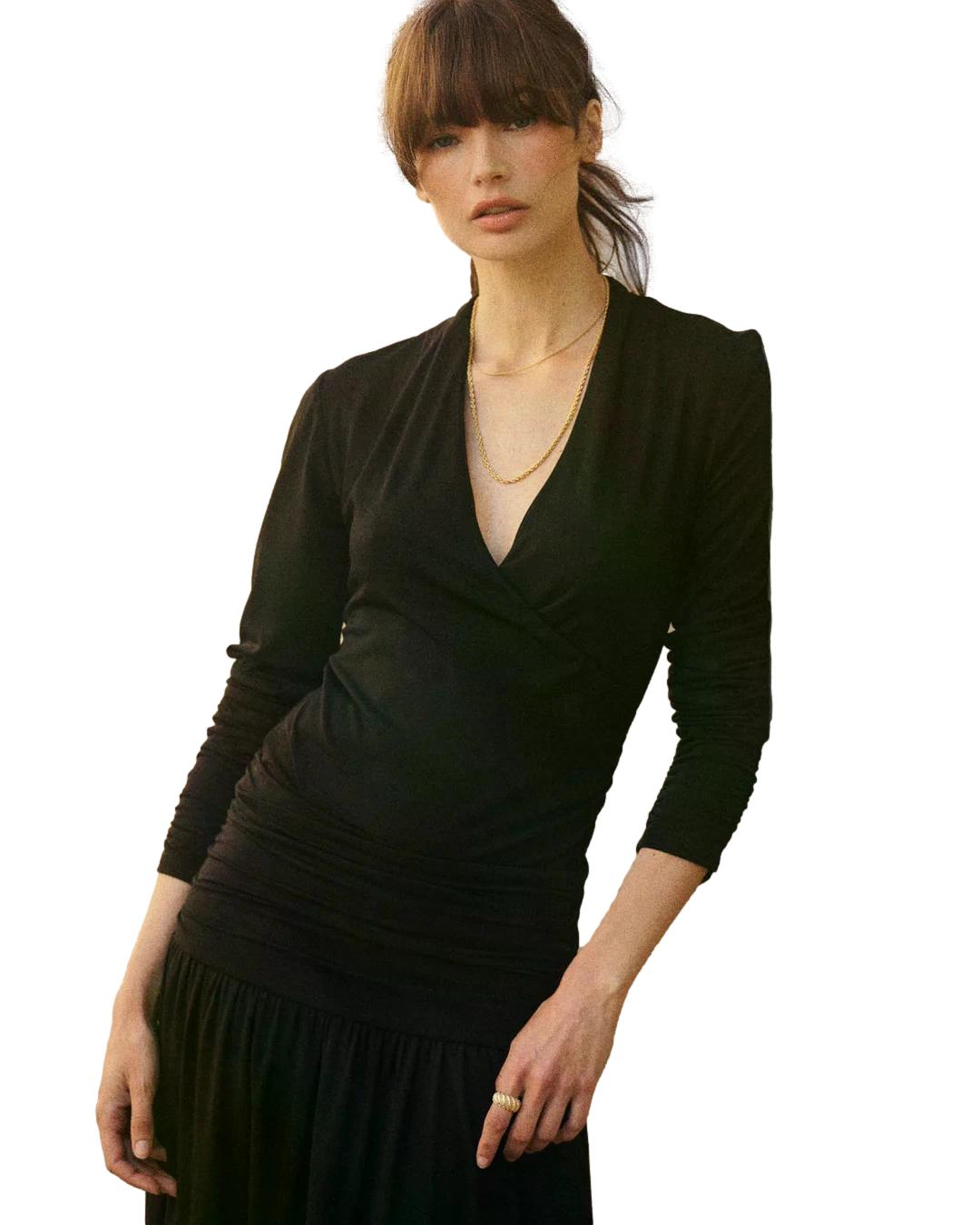 By TiMo Jersey V-Neck Top Genser Sort