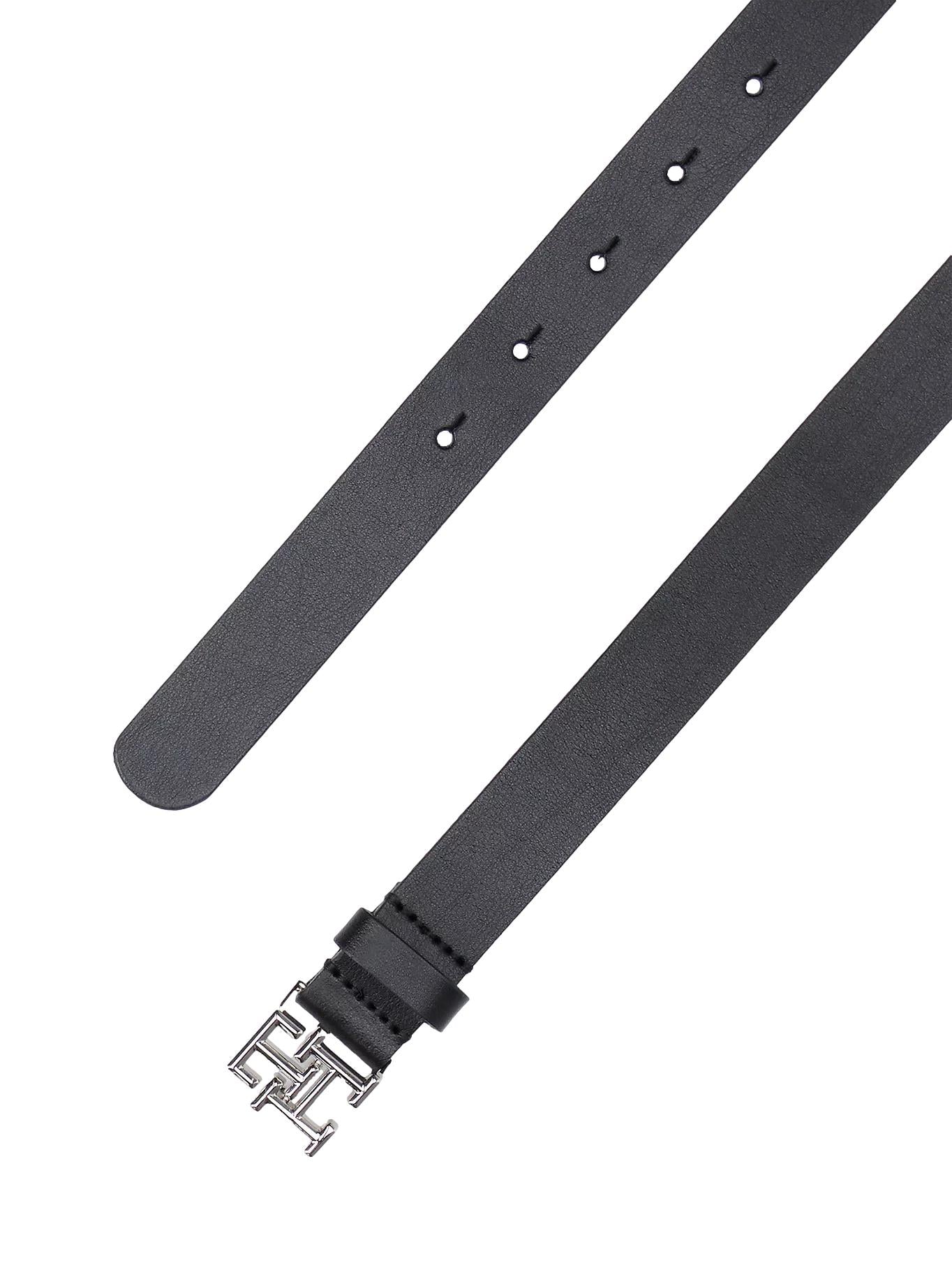 Tommy Hilfiger TH Emblem Plaque Leather Belt Belte Sort