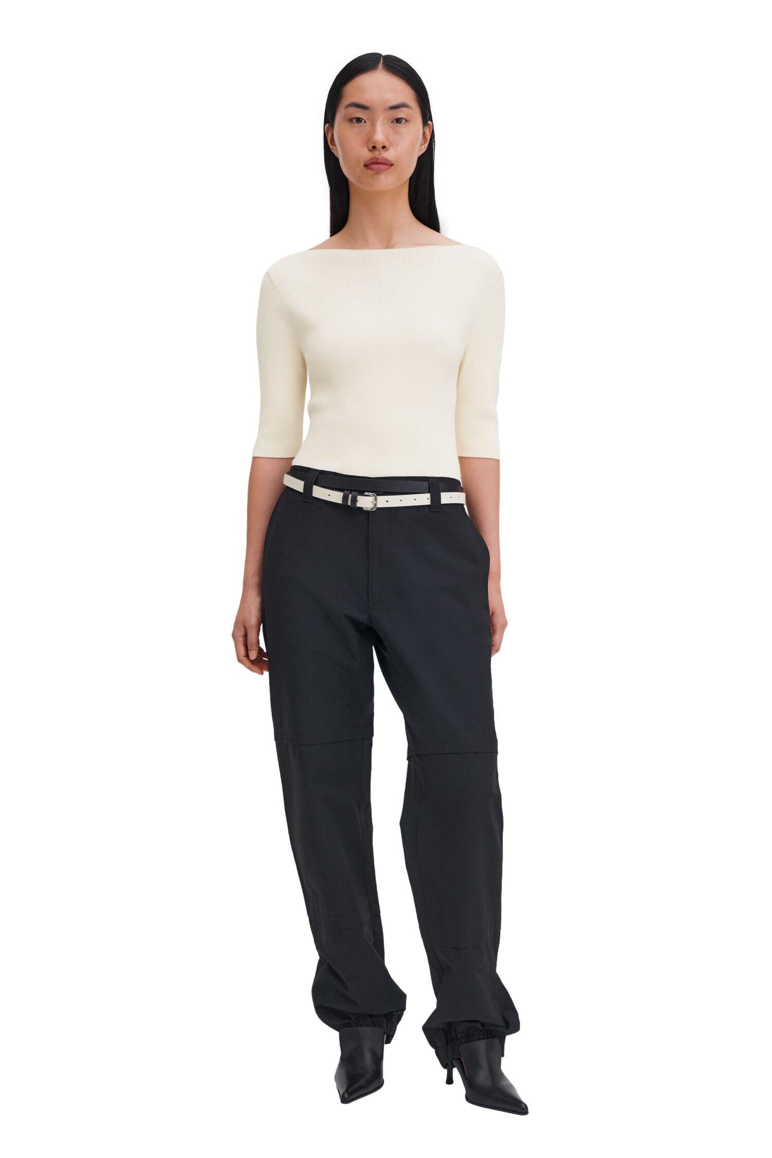 Filippa K Boatneck Rib Top Genser Cream - chrismoa.no