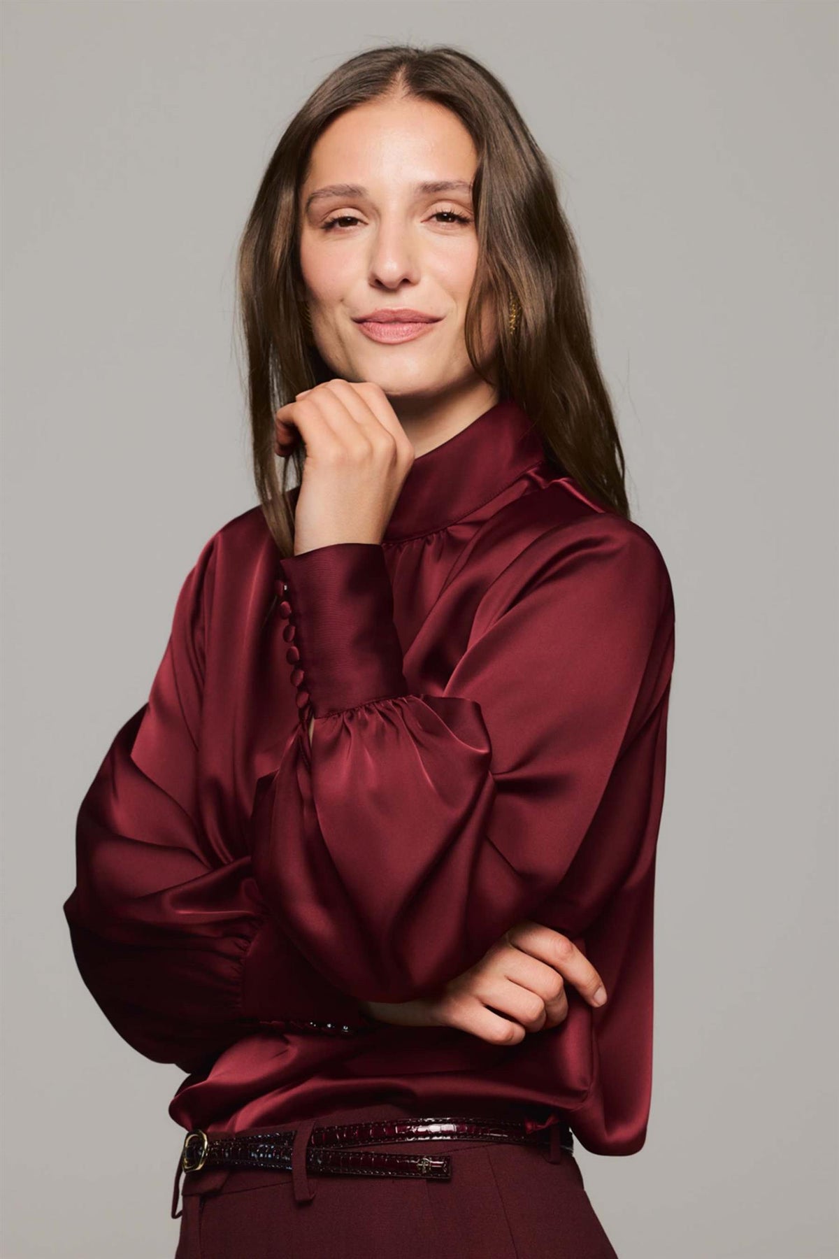 HIIL STUDIO New Brianna Bloue Bluse Burgunder