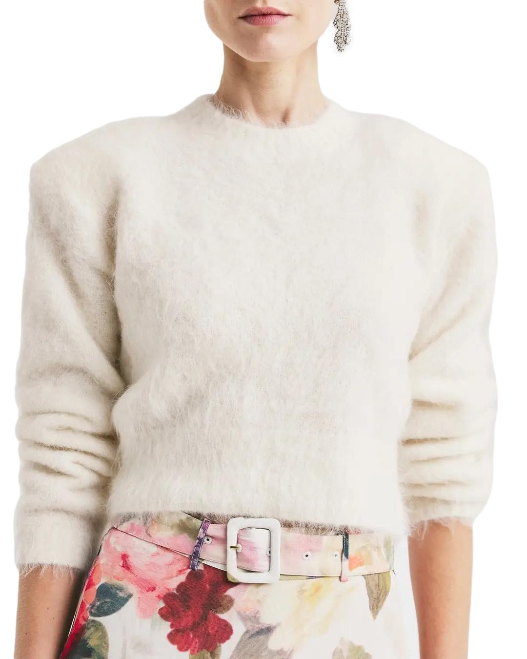 By TiMo Hairy Knit Fitted Sweather Genser Off-White
