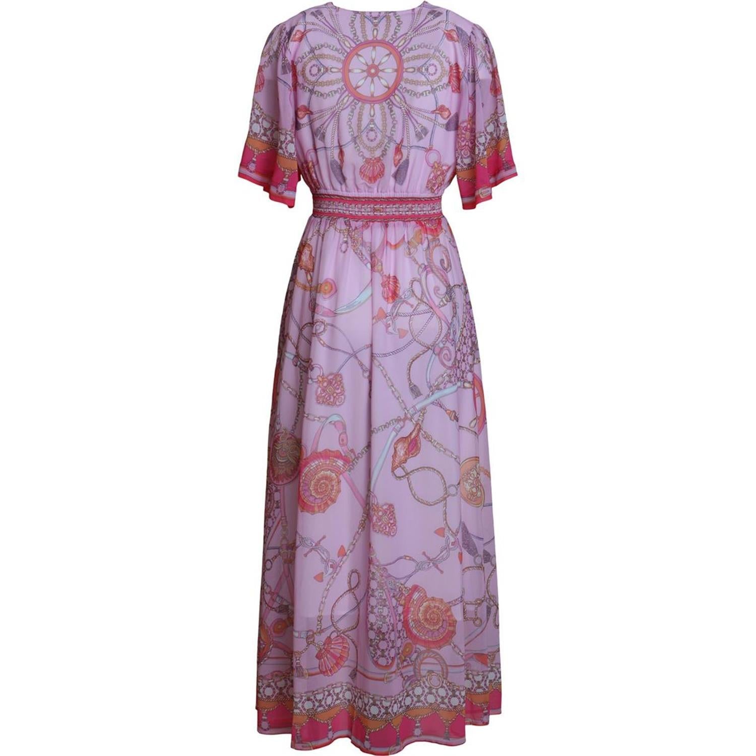 Hale Bob Neve kjole i rosa med blomstrete mønster, elegant og flytende stoff, perfekt for sommerlige anledninger.