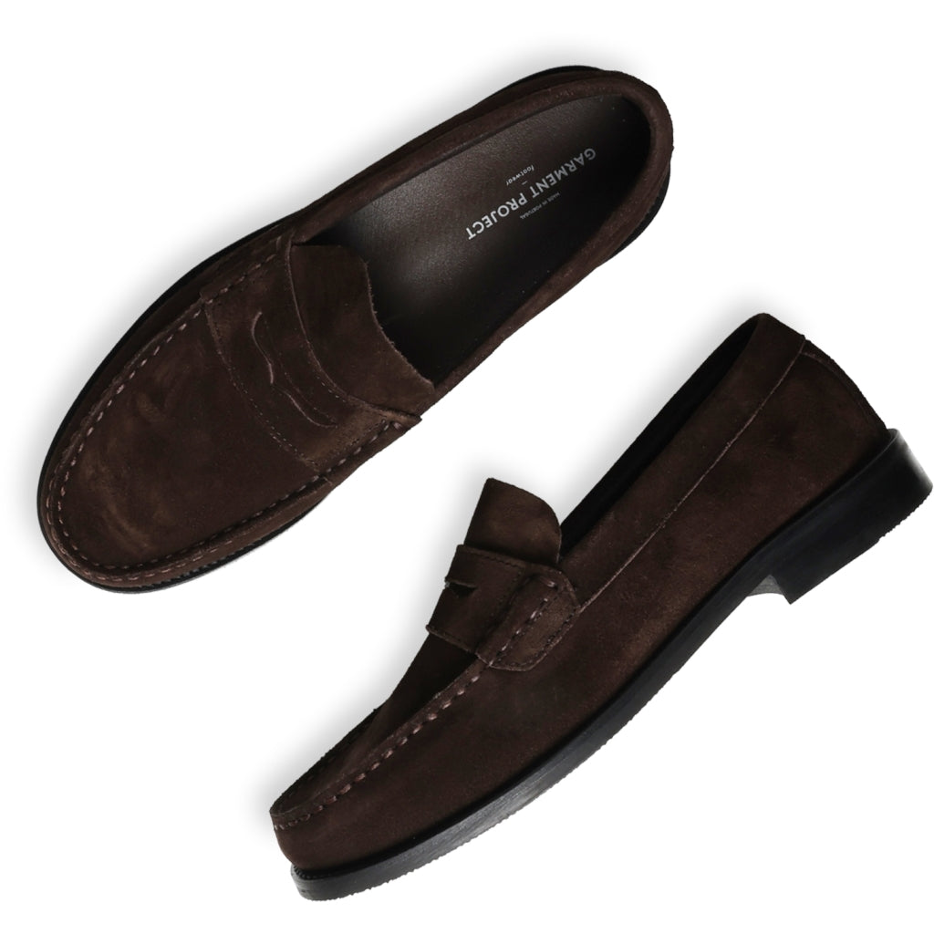 Garment Project Miles Penny Loafer - Brown Suede Sko Mørkebrun