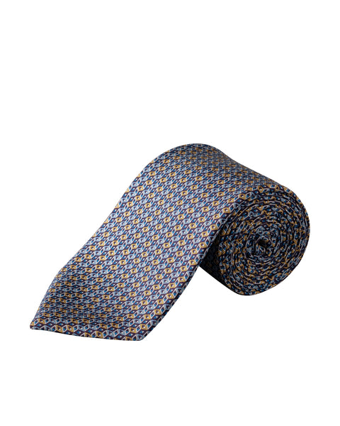 Eton Geometrical Print Silk Tie Slips Blå - chrismoa.no