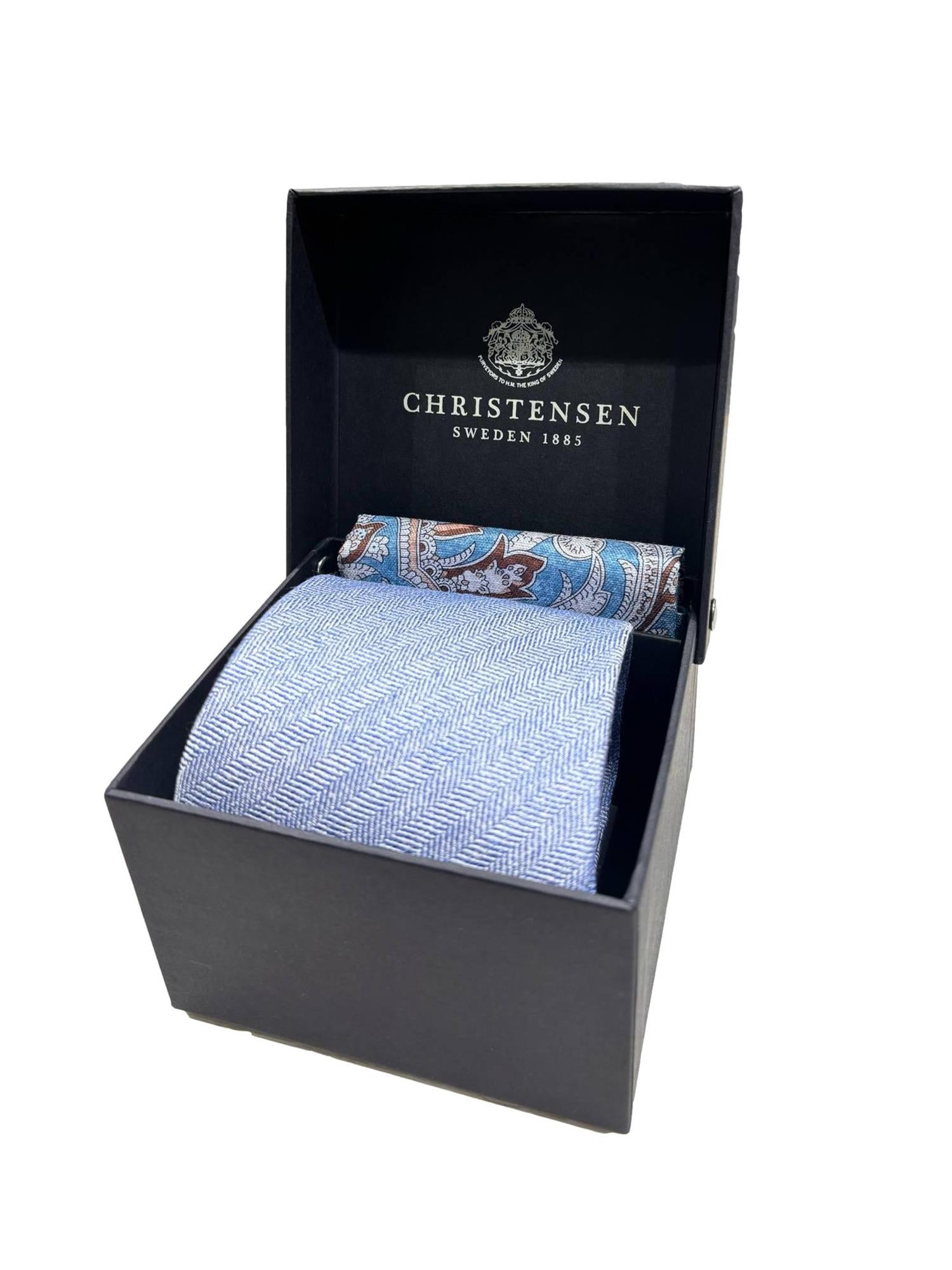 Amanda Christensen Tie & Pocket Square Box Set Slips Lyseblå