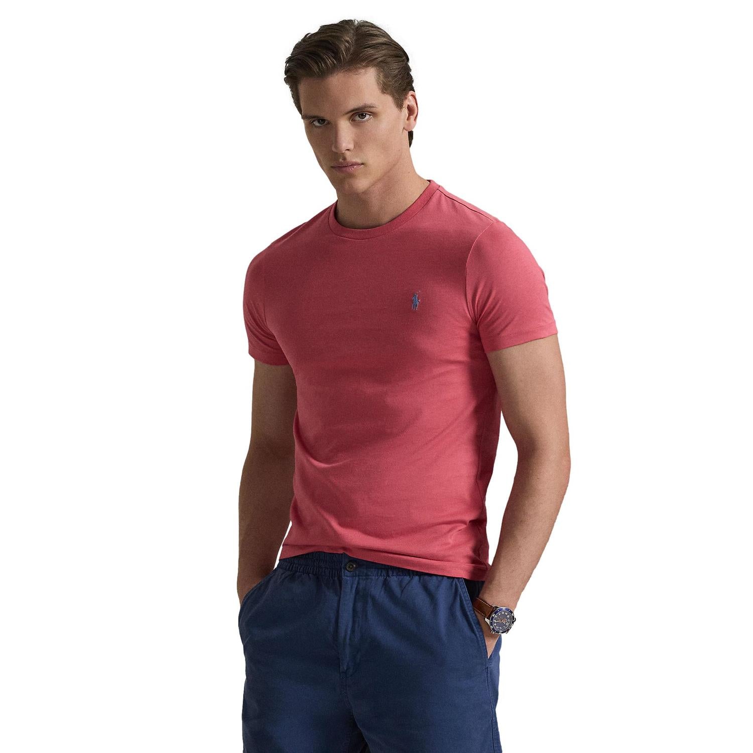 Polo Ralph Lauren Custom Slim Fit Jersey Crewneck T-Shirt T-Shirt Lakserød - chrismoa.no