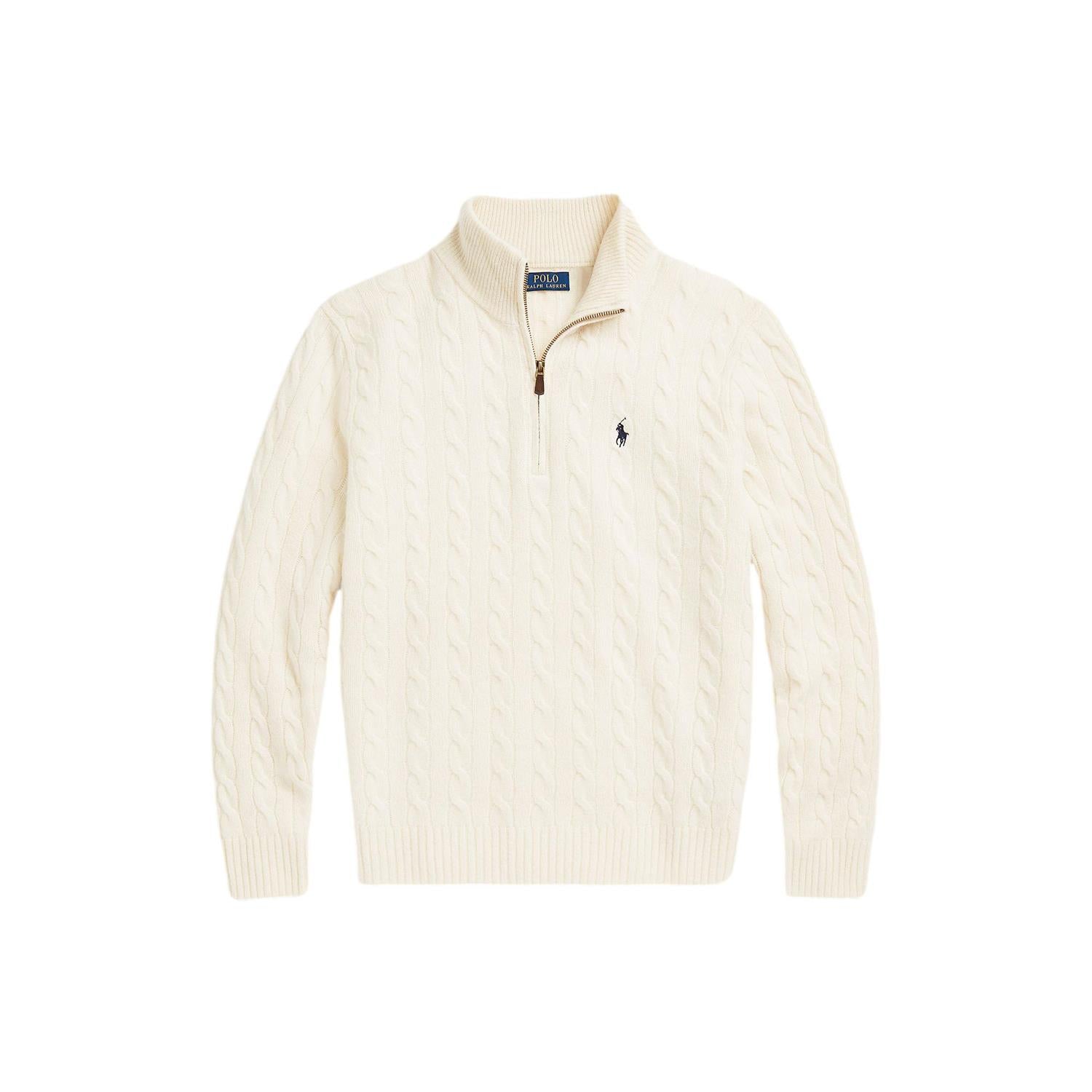 Polo Ralph Lauren Cable knit wool cashmere sweater Genser Off-White