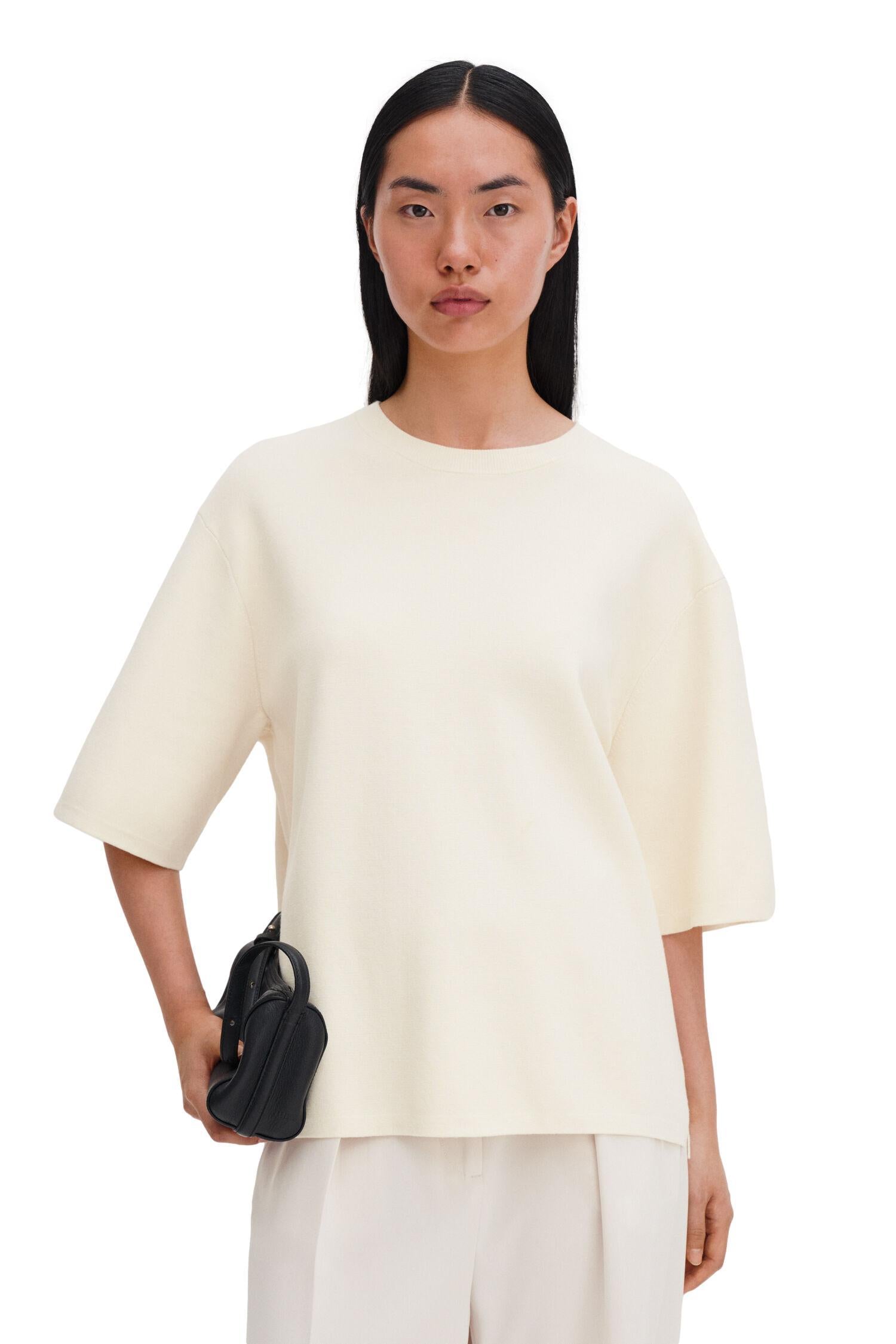 Filippa K Milano Knit T-Shirt T-Shirt Cream - chrismoa.no