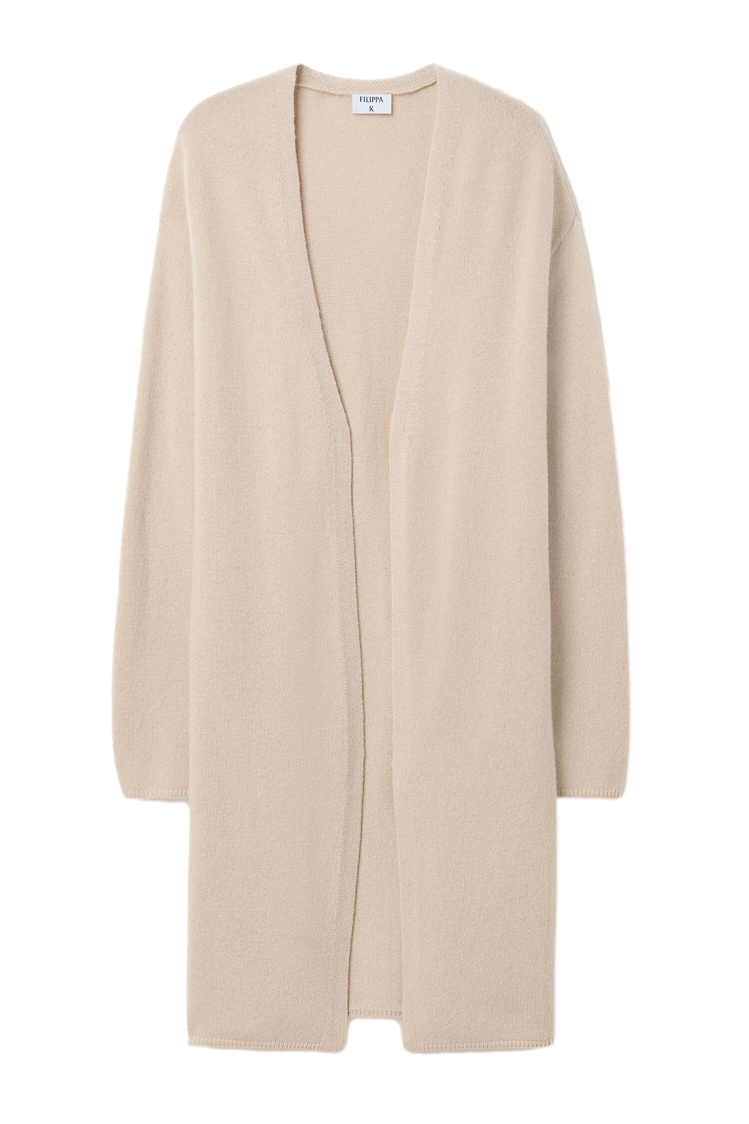 Lang ull- og kasjmircardigan fra Filippa K i lys beige, med myke, komfortable stoffdetaljer og avslappet passform.