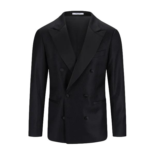 Sort dressjakke fra Frislid Jan Tux med klassisk snitt og elegant passform, vist på modell.