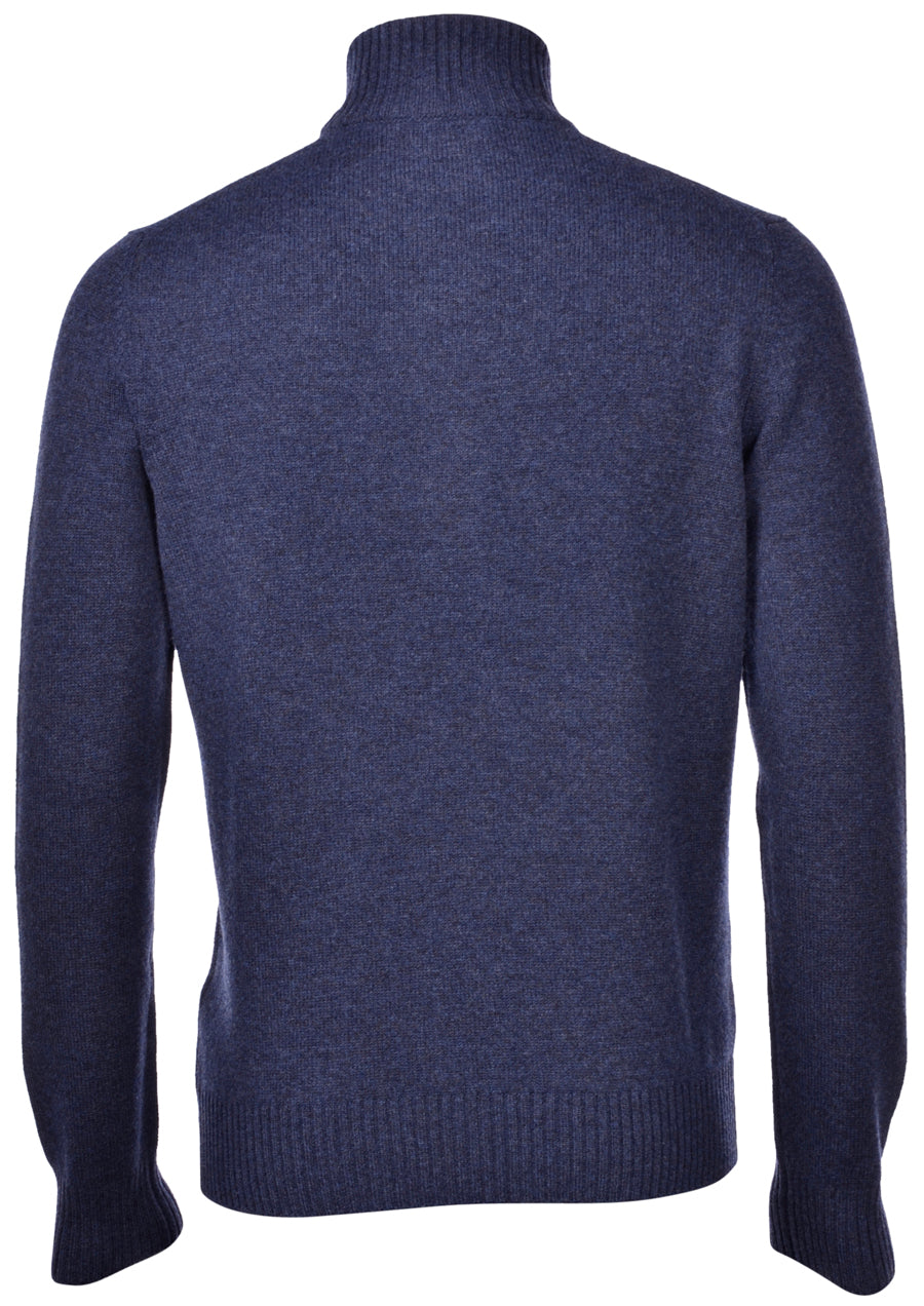 Gran Sasso 2-Ply Cashmere Blend Mock Zip Genser Dueblå - chrismoa.no