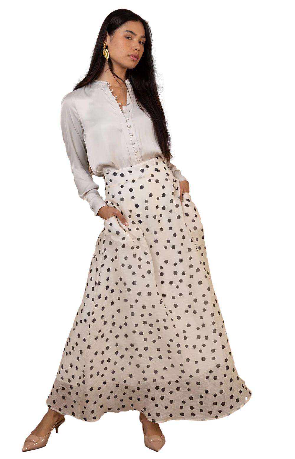 Hale Bob Ariadne Silk Skirt Long Skjørt Off-White - chrismoa.no