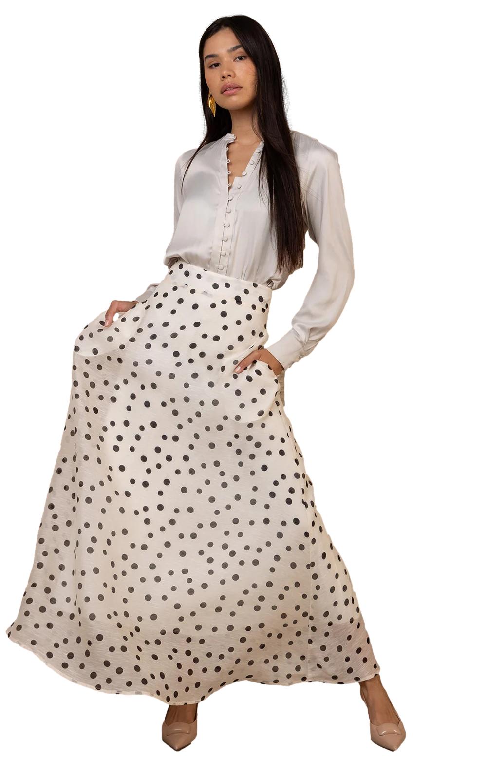 Hale Bob Ariadne Silk Skirt Long Skjørt Off-White - chrismoa.no