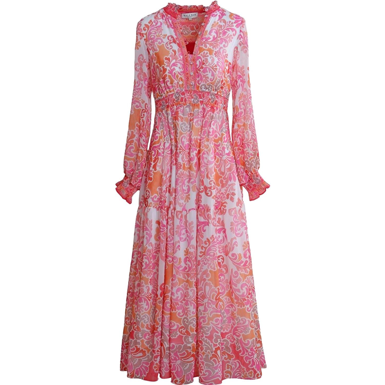 Hale Bob Bertille lang kjole i rosa med elegant snitt og mykt stoff, perfekt for spesielle anledninger.