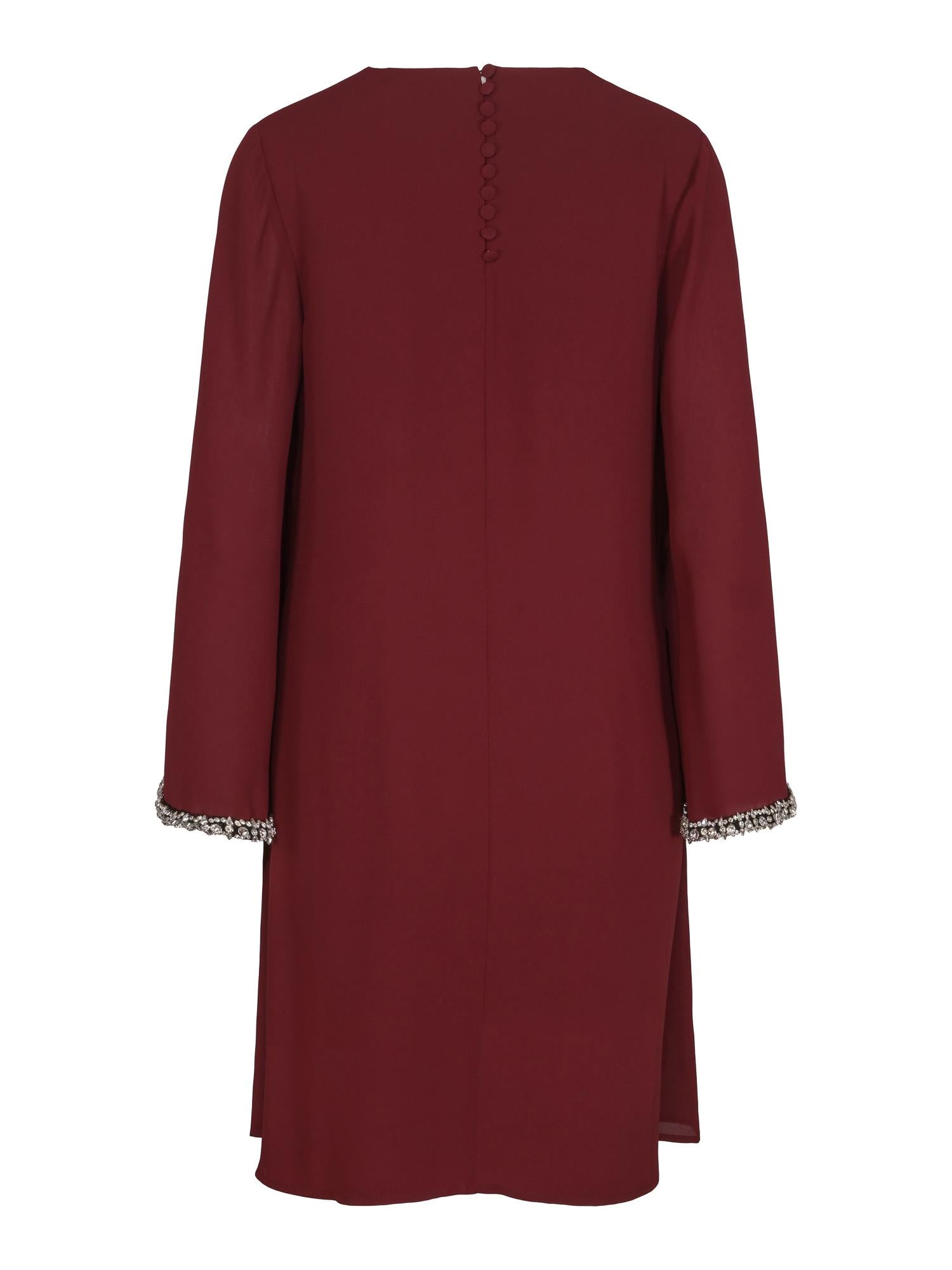 Haust A-shape chiffon diam-detailed dress Kjole Burgunder - chrismoa.no