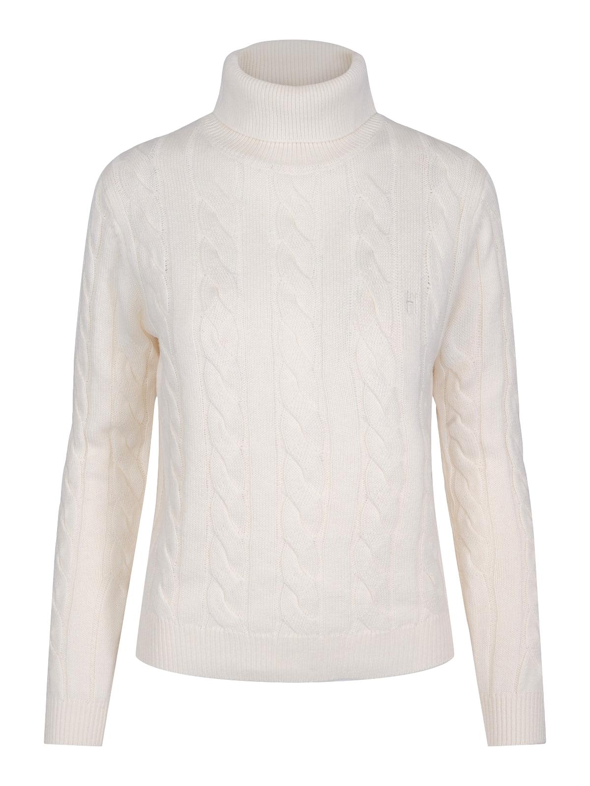 Haust Cable Roll Neck Genser Cream - chrismoa.no