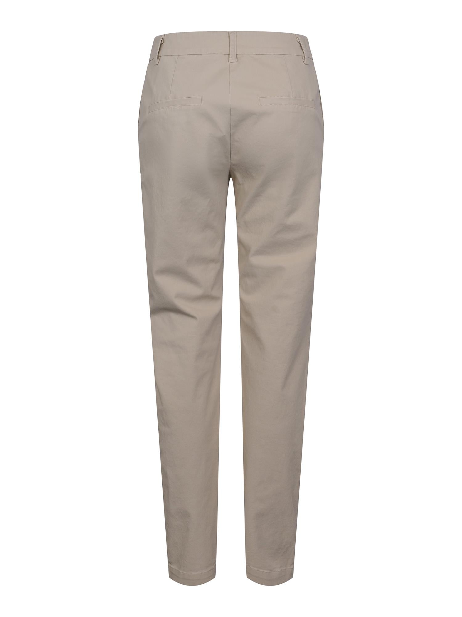 Beige Haust Casual Chinos Cindy bukse med lommer og rett passform, vises på modell.