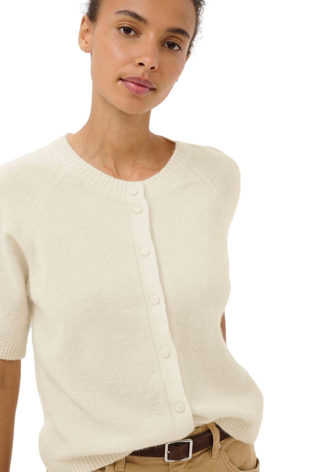 Hvit Part Two AnishaPW cardigan genser med åpen front og myk tekstur, perfekt for en komfortabel og stilren look