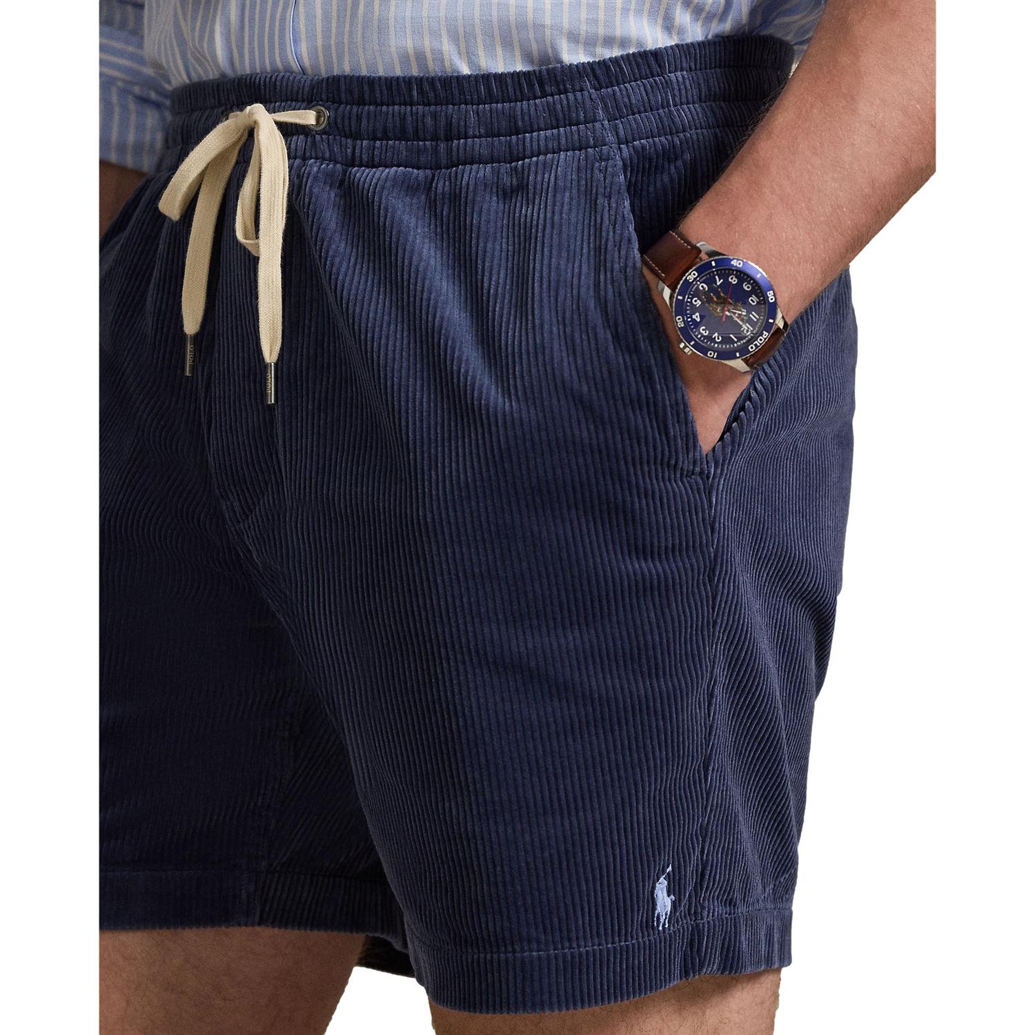 Marine blå Polo Ralph Lauren 6-tommers Corduroy Shorts for menn, klassisk shorts med komfortabel passform og lommer.