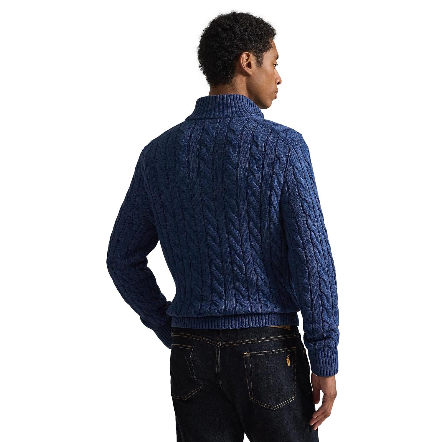 Polo Ralph Lauren Cable-Knit Cotton Quarter-Zip Sweater Genser Blå - chrismoa.no