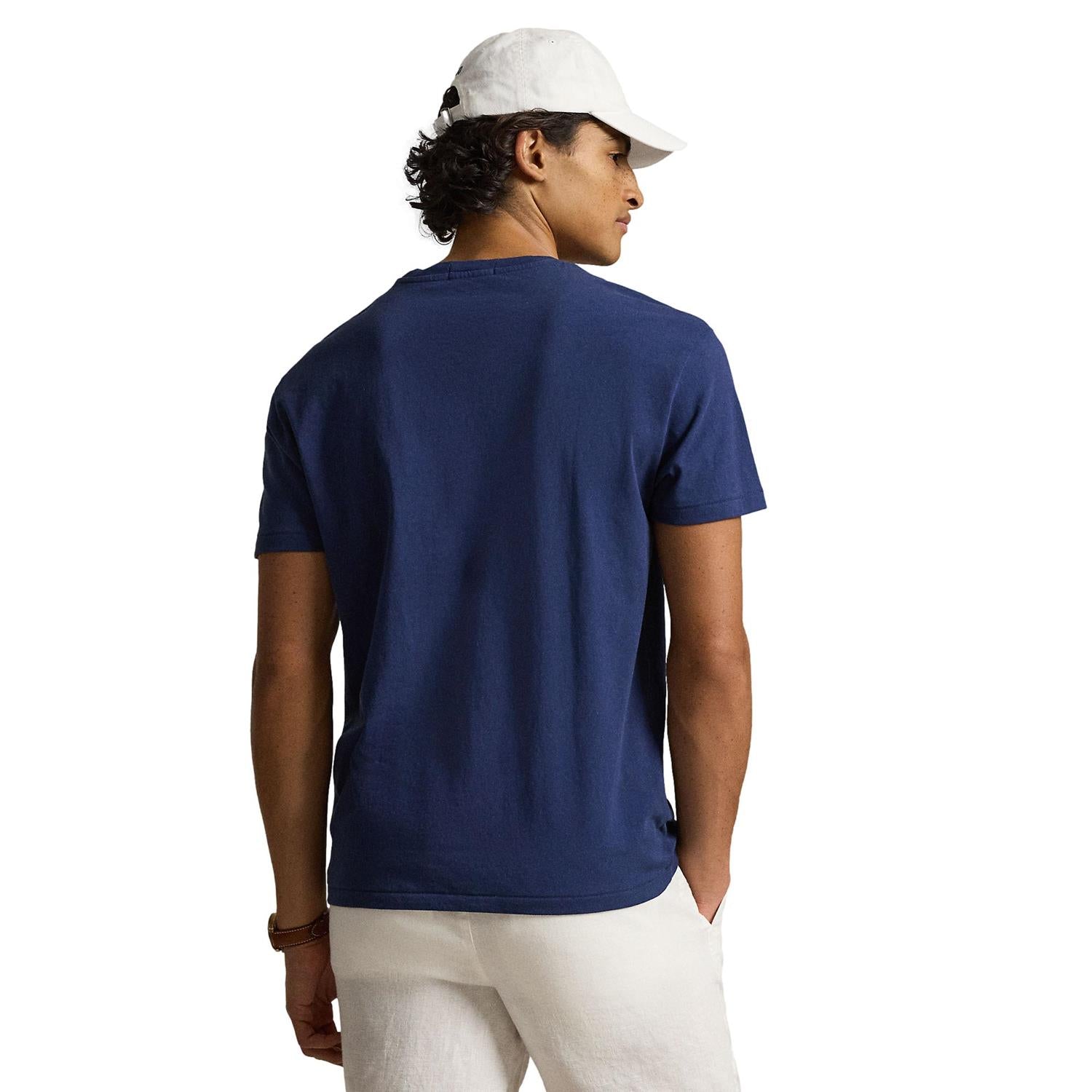 Marineblå Polo Ralph Lauren T-skjorte med klassisk passform og grafisk design, laget av mykt jerseystoff.