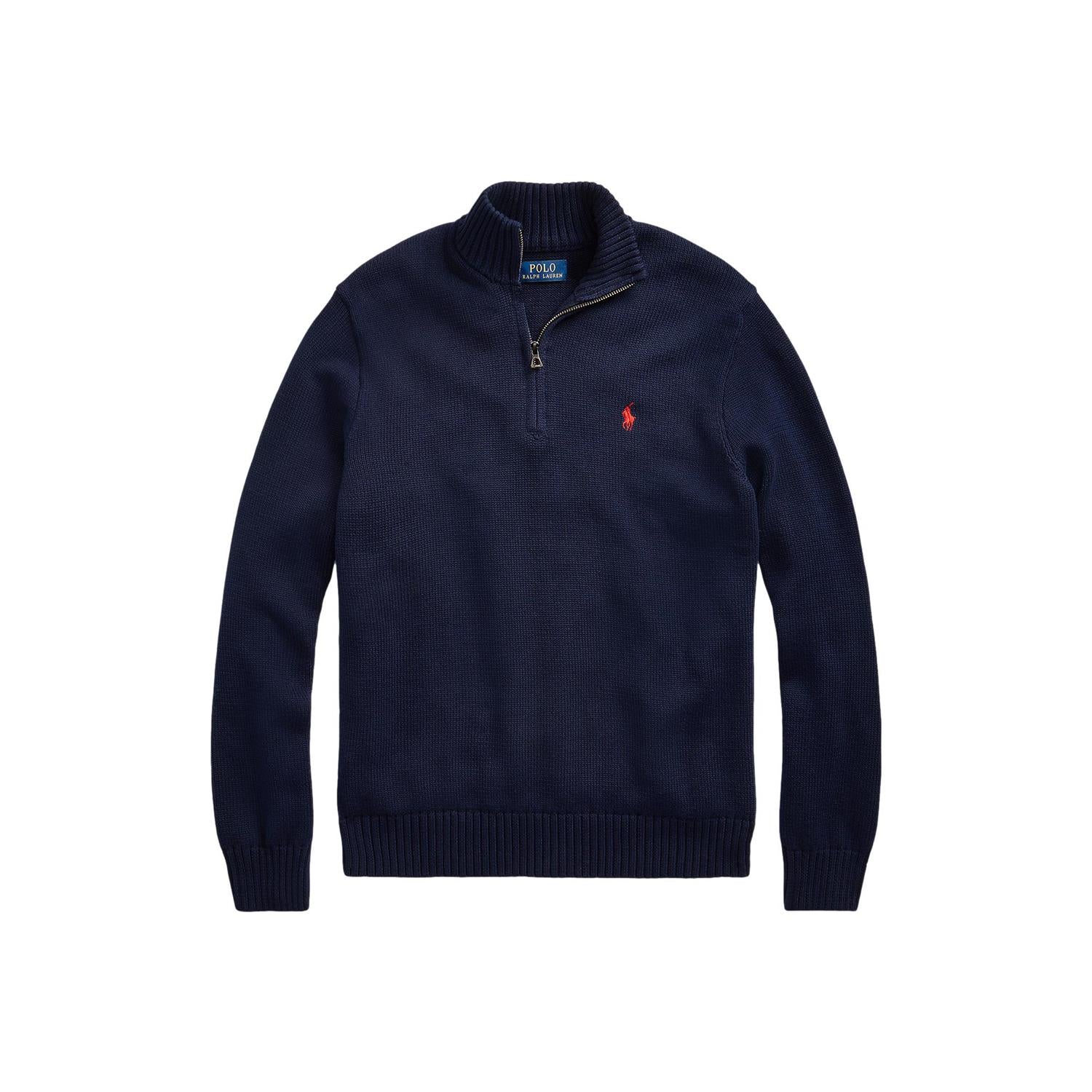 Polo Ralph Lauren Cotton Quarter-zip sweater Genser Marine - chrismoa.no
