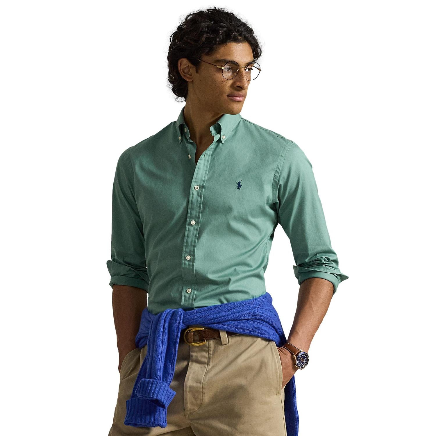 Polo Ralph Lauren Custom Fit Featherweight Twill Shirt Skjorte Eplegrønn - chrismoa.no