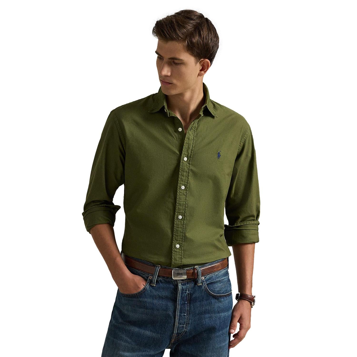 Polo Ralph Lauren Custom Fit Garment-Dyed Oxford Shirt Skjorte Grønn - chrismoa.no