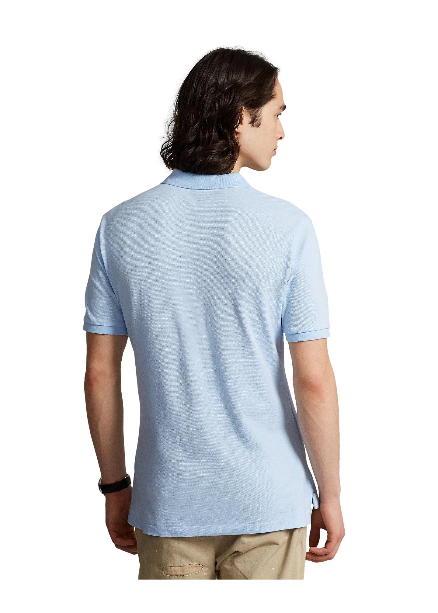 Lyseblå Polo Ralph Lauren slim fit mesh polo T-skjorte med klassisk krage og kortermet design.