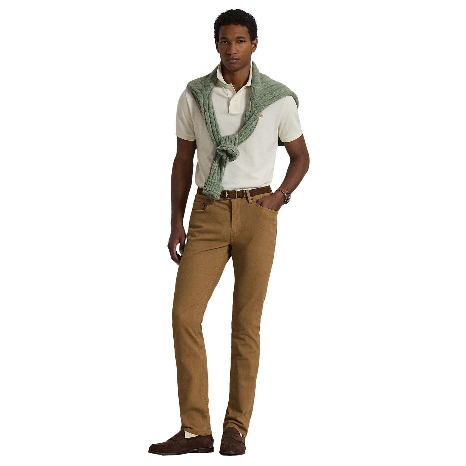 Polo Ralph Lauren Custom Slim Fit Mesh Polo T-Shirt Off-White - chrismoa.no