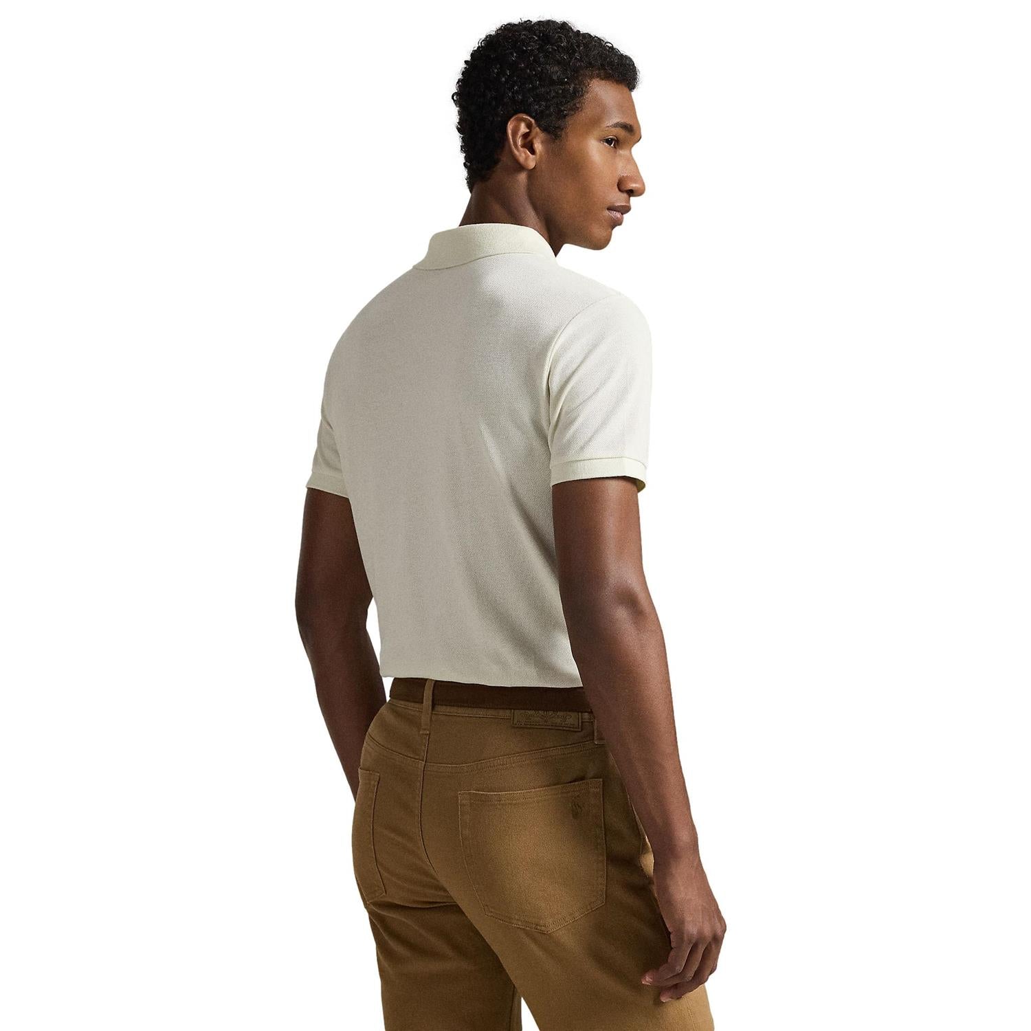 Polo Ralph Lauren Custom Slim Fit Mesh Polo T-Shirt Off-White - chrismoa.no