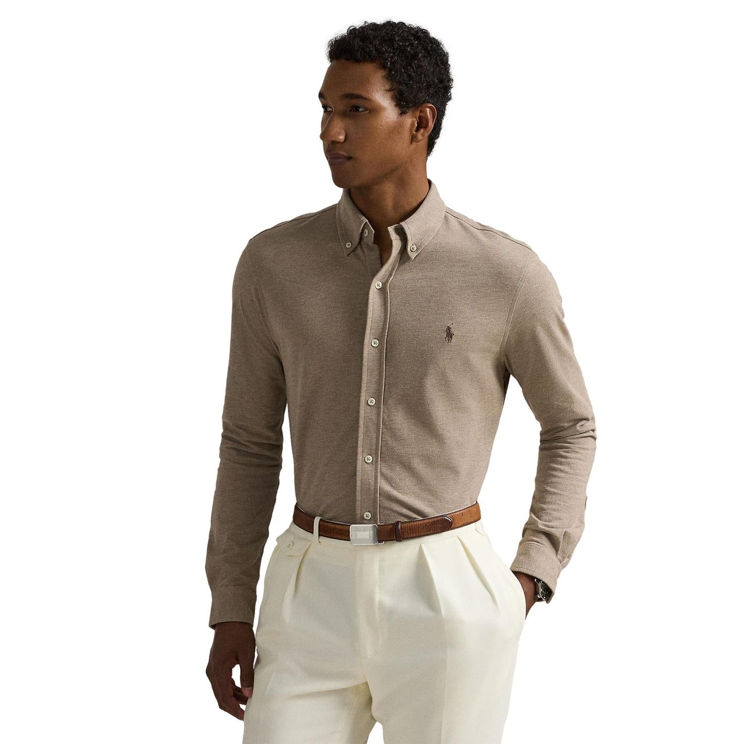 Polo Ralph Lauren Featherweight Mesh Shirt Skjorte Brun - chrismoa.no