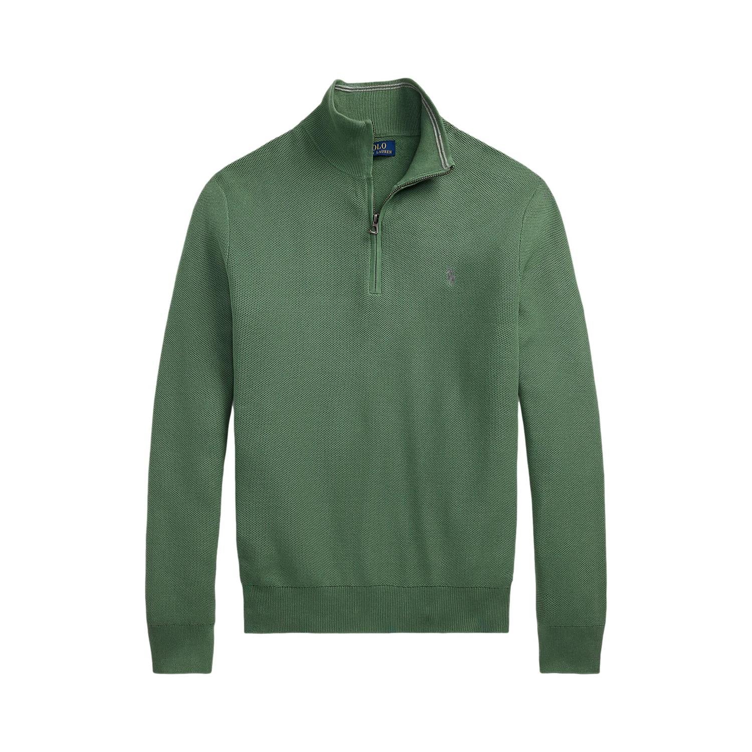 Polo Ralph Lauren MESH-KNIT COTTON QUARTER-ZIP SWEATER Genser Grønn - chrismoa.no