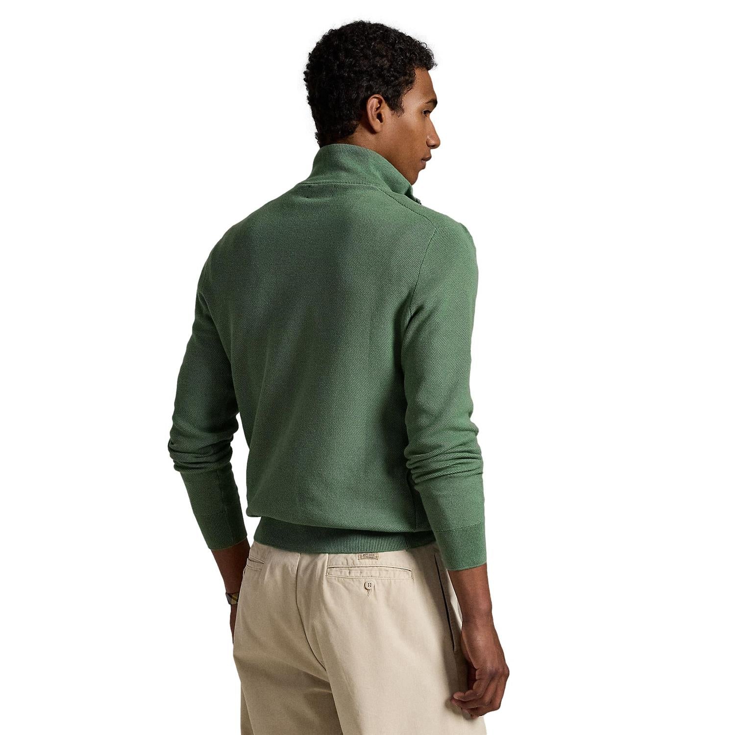 Polo Ralph Lauren MESH-KNIT COTTON QUARTER-ZIP SWEATER Genser Grønn - chrismoa.no