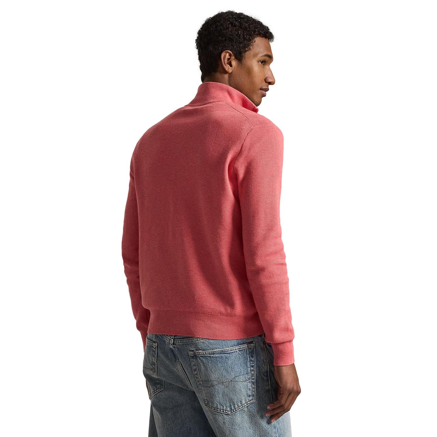 Polo Ralph Lauren Mesh-Knit Cotton Quarter-Zip Sweater Genser Pastellrød - chrismoa.no