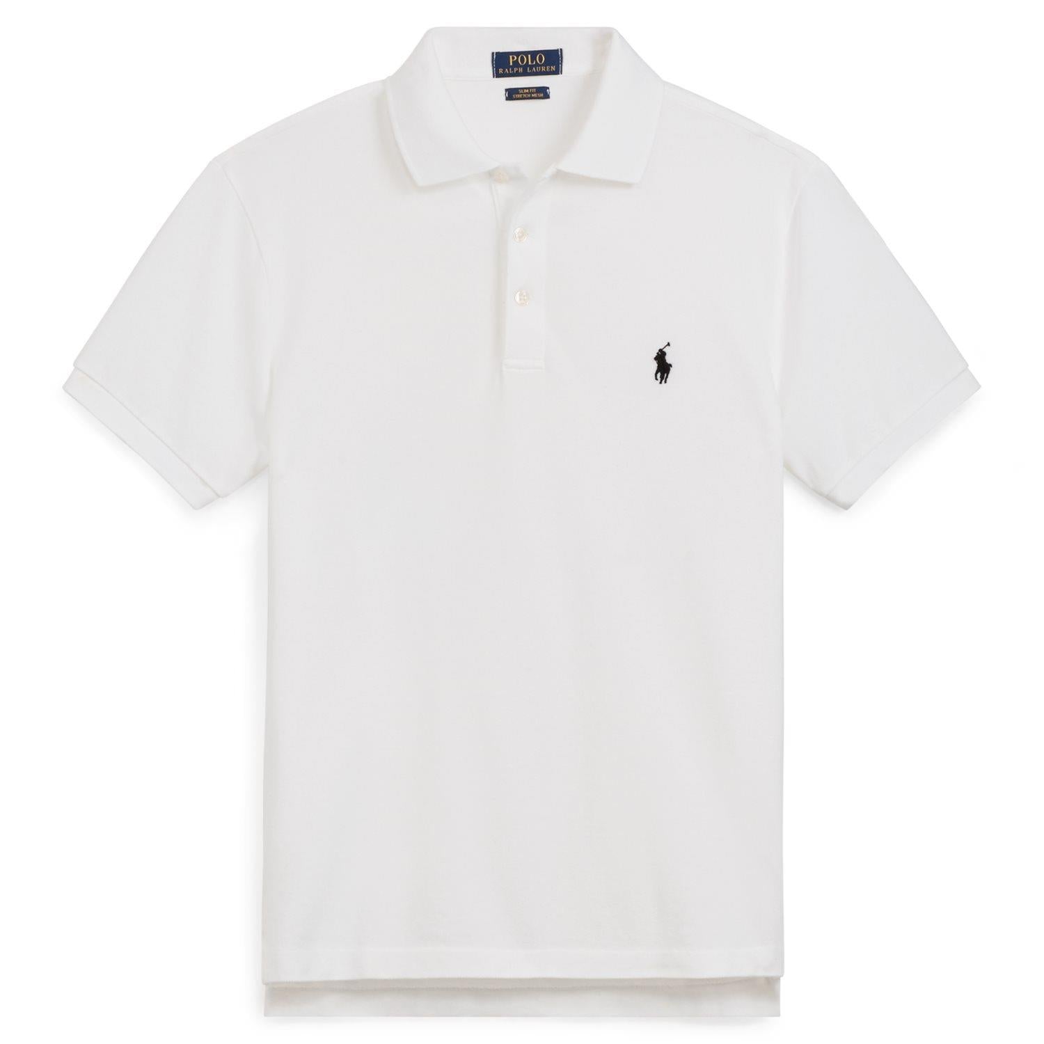 Hvit Polo Ralph Lauren piqué slim fit T-skjorte med rund hals og kort erme, laget av bomull.