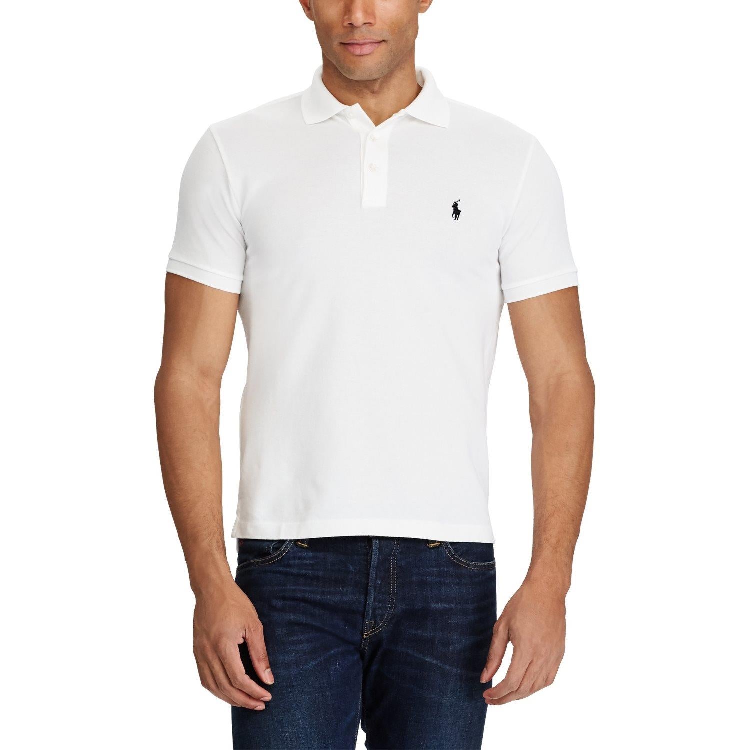 Hvit Polo Ralph Lauren Piquet Slim Fit T-skjorte med rund hals og kort erme, fremstilt i mykt piquetstoff.